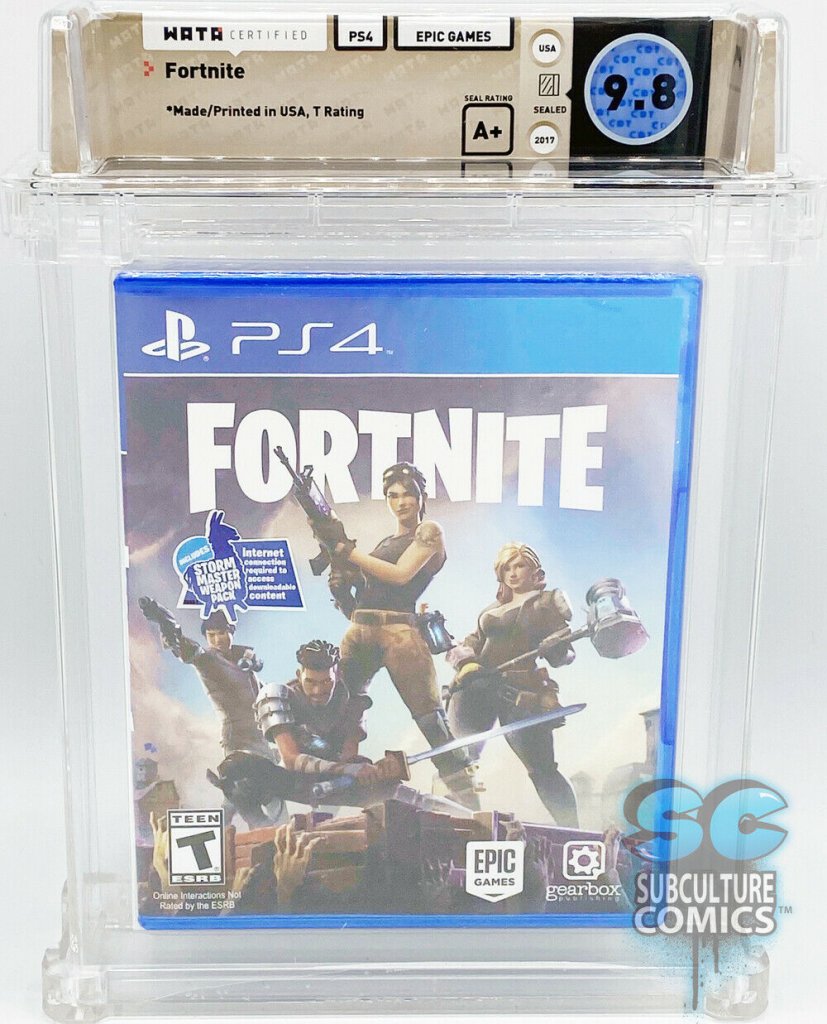 [21/10/2021] Selbst moderne Titel wie die relativ seltene physische Playstation-4-Version von Fortnite sind nicht vor dem Wata-Games-Wahn sicher und animieren Ebay-Verkäufer zu abenteuerlichen Sofortkauf-Preisen von knapp 60.000 Dollar! &nbsp;