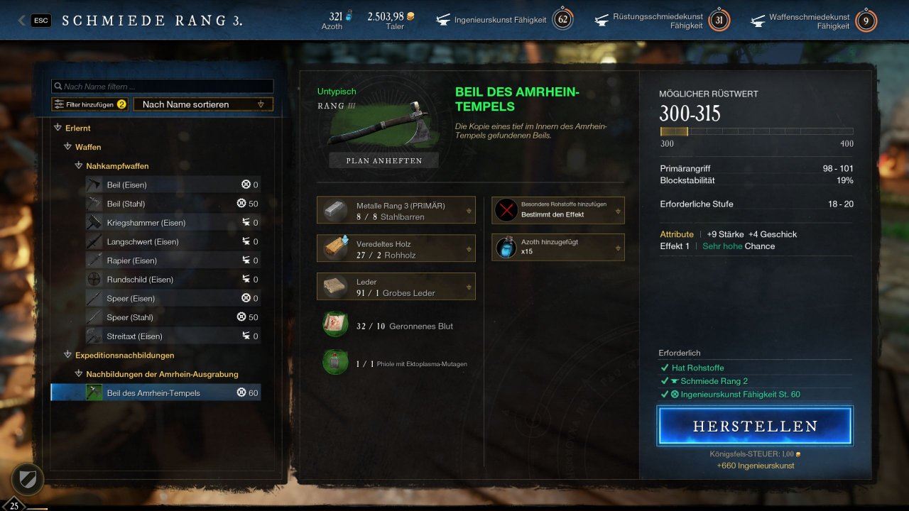 [08/10/2021] Crafting in New World bietet keine unzähligen Rezepte, doch ihr könnt mit unterschiedlichsten Zutaten zu unterschiedlichsten Ergebnissen kommen.