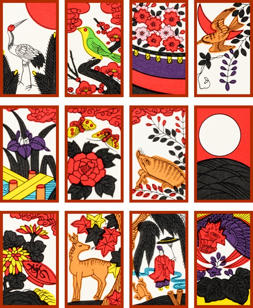 [19/11/2021] So oder so ähnlich können Hanfuda-Karten aussehen. Die Motive sind meist sehr künstlerisch.