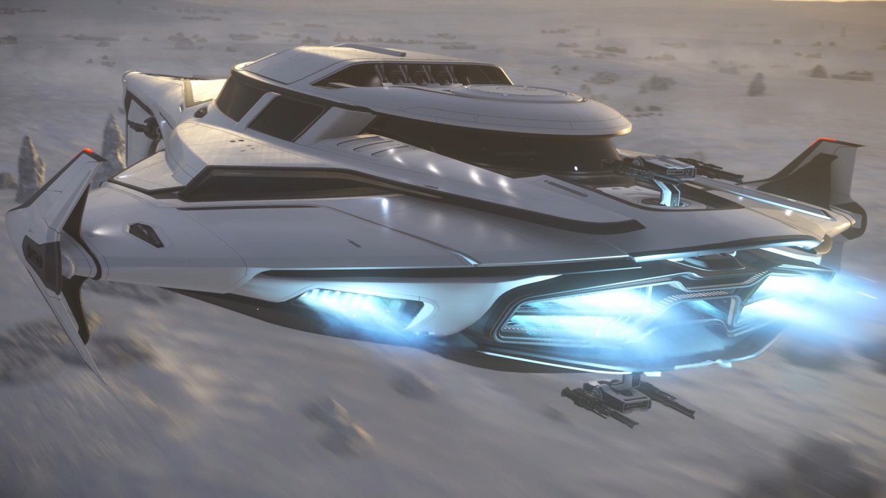Das Luxusraumschiff 890 Jump fliegt davon