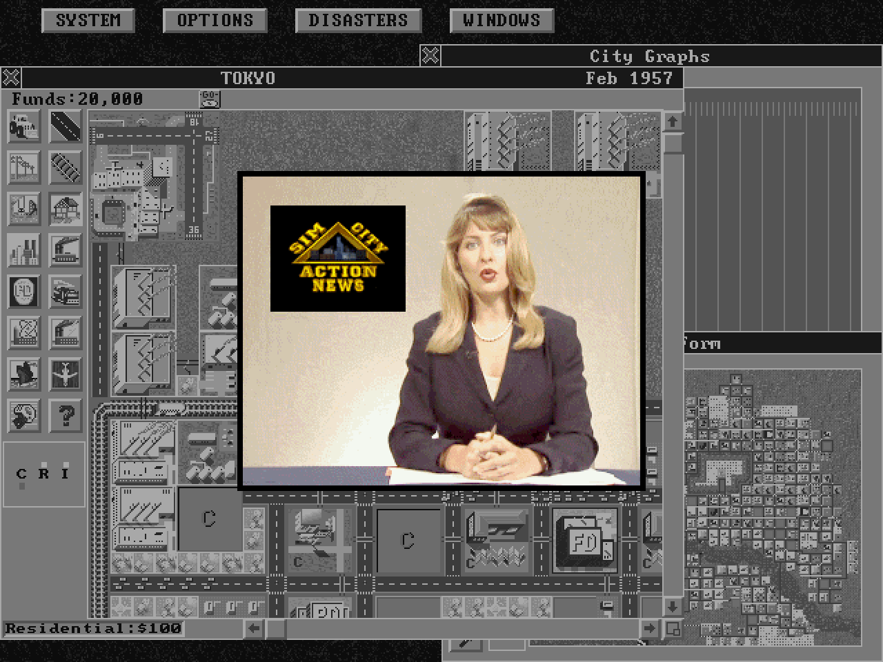 [10/12/2021] 1994 bringt Interplay Sim City noch einmal als CD-ROM-Fassung auf den Markt. Neben VGA-Optik und neuer Musik dürfen Käufer Nachrichteneinblendungen in Videoform bewundern.