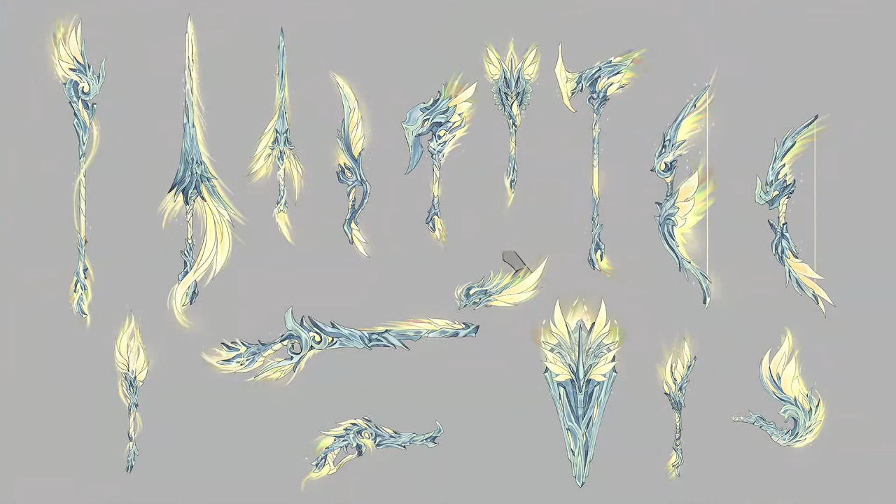 [27/07/2021] Konzeptzeichnungen zu den Legendarys der dritten Generation in Guild Wars 2.