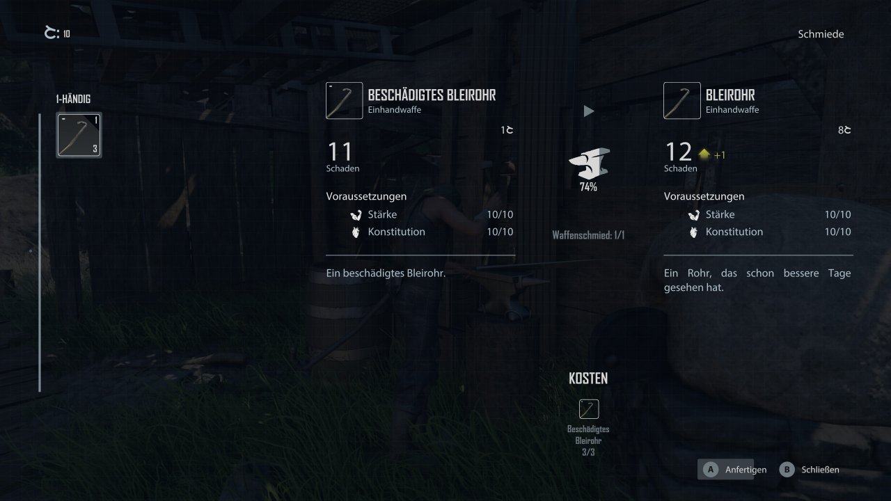 [08/12/2021] Im Craftingsystem können wir mit genug Ressourcen auch unsere Waffen aufpeppen.&nbsp;
