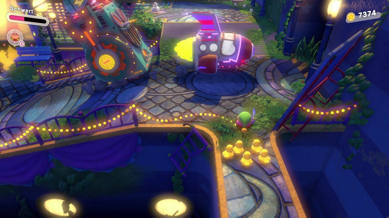 [22/03/2022] Bei Kirby geht es nicht nur ums Herumspringen, sondern auch um Verkehrssicherheit. Wer die Entchen wohlbehalten zu ihrer Mama bringen will, sollte wild gewordenen Paradewagen besser aus dem Weg gehen. &nbsp;