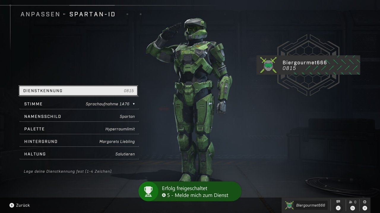 [07/04/2022] Manche Achievements sind auch sehr anspruchslos. In Halo Infinite werdet ihr etwa dafür beloht, eure Spartan-ID zu ändern.