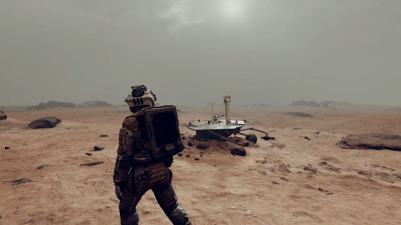 Astronaut vor dem Mars-Rover