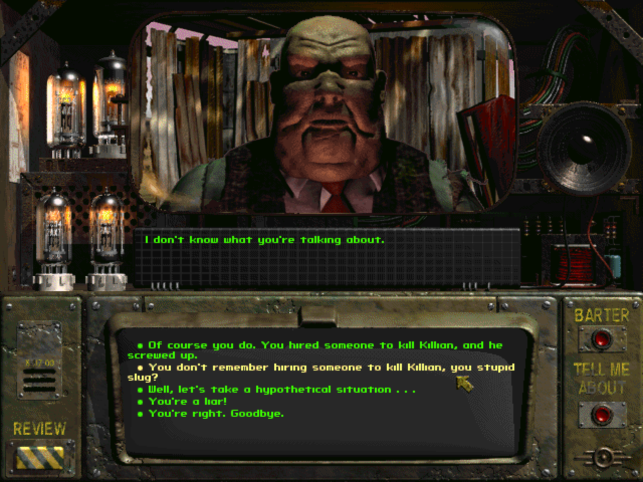 [30/09/2022] Gizmo ist der korrupte Besitzer eines Casinos in Junktown. Der Name ist übrigens keine Anspielung auf die Grusel-Komödie Gremlins, sondern auf ein Stinktier, das Fallout-Schöpfer Tim Cain in Kindertagen als Haustier hielt.