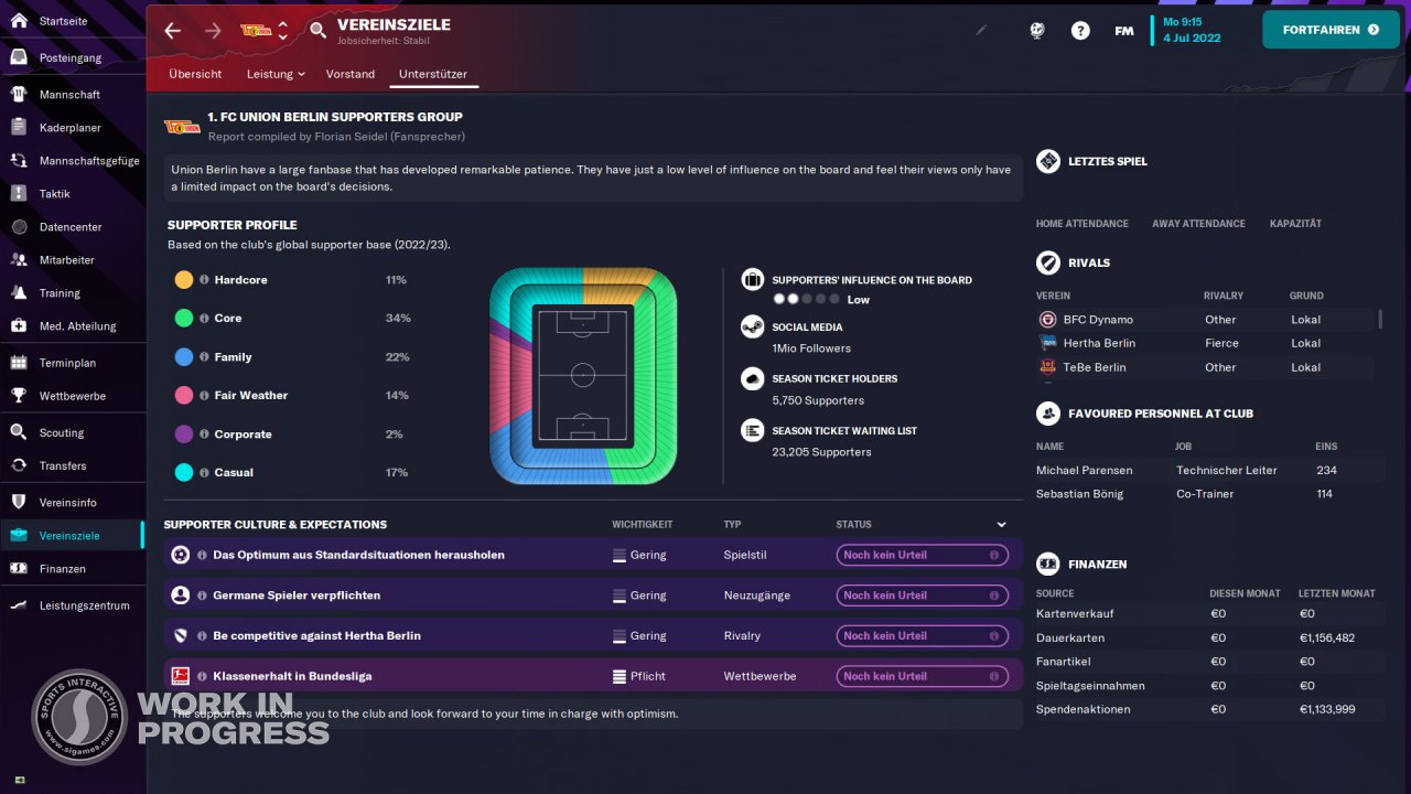 Stadionaufteilung im Football Manager 2024