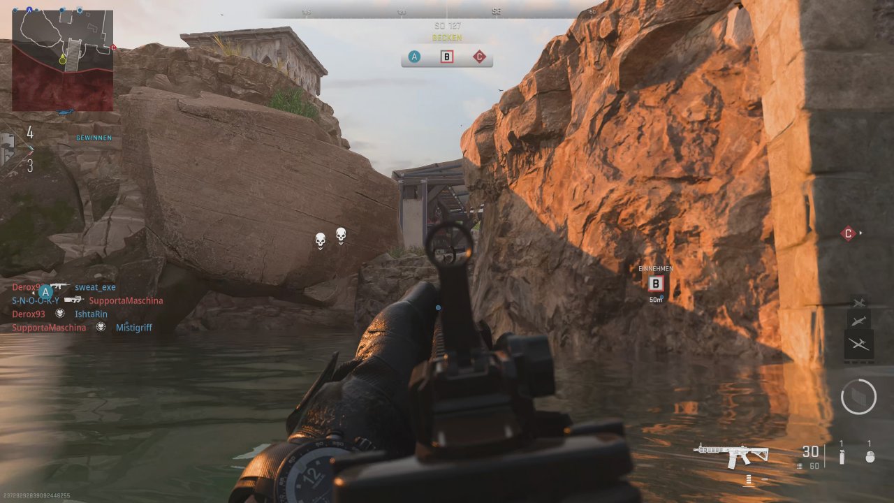 [04/11/2022] Das Gameplay im Wasser bringt eine neue Facette in den Multiplayer. Allerdings gibt's derzeit nur eine Map, auf der wir schwimmen können.
