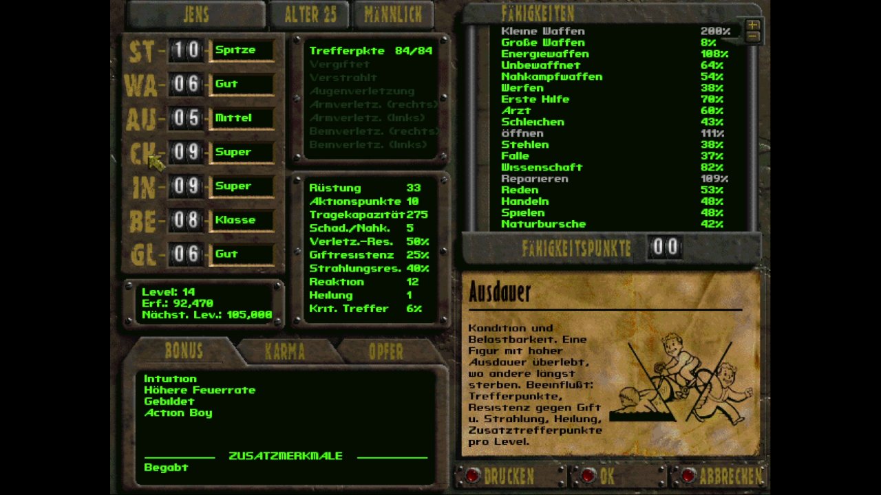 [09/11/2022] Das S.P.E.C.I.A.L.-System ist einer der spielerischen Stützpfeiler von Fallout und bereits seit dem ersten Teil mit dabei.