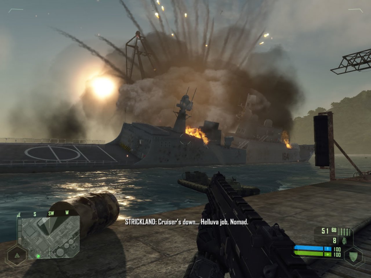 [17/11/2022] Große Momente zelebriert Crysis – ähnlich wie Half-Life 2 – mit geskripteten „Hinschau“-Momenten. Üppige Render-Szenen gibt es nicht, stattdessen präsentieren die Entwickler diese Augenblicke in Ingame-Grafik.&nbsp;
