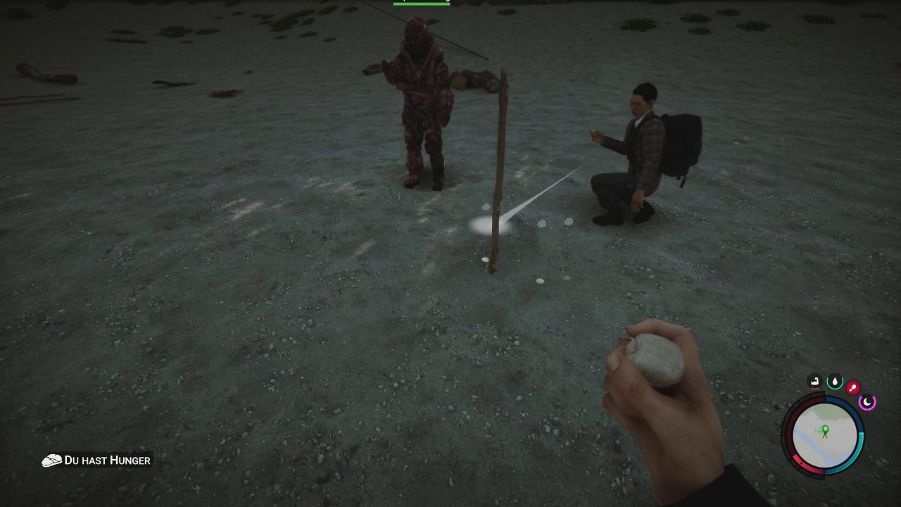 Spieler trägt Stein