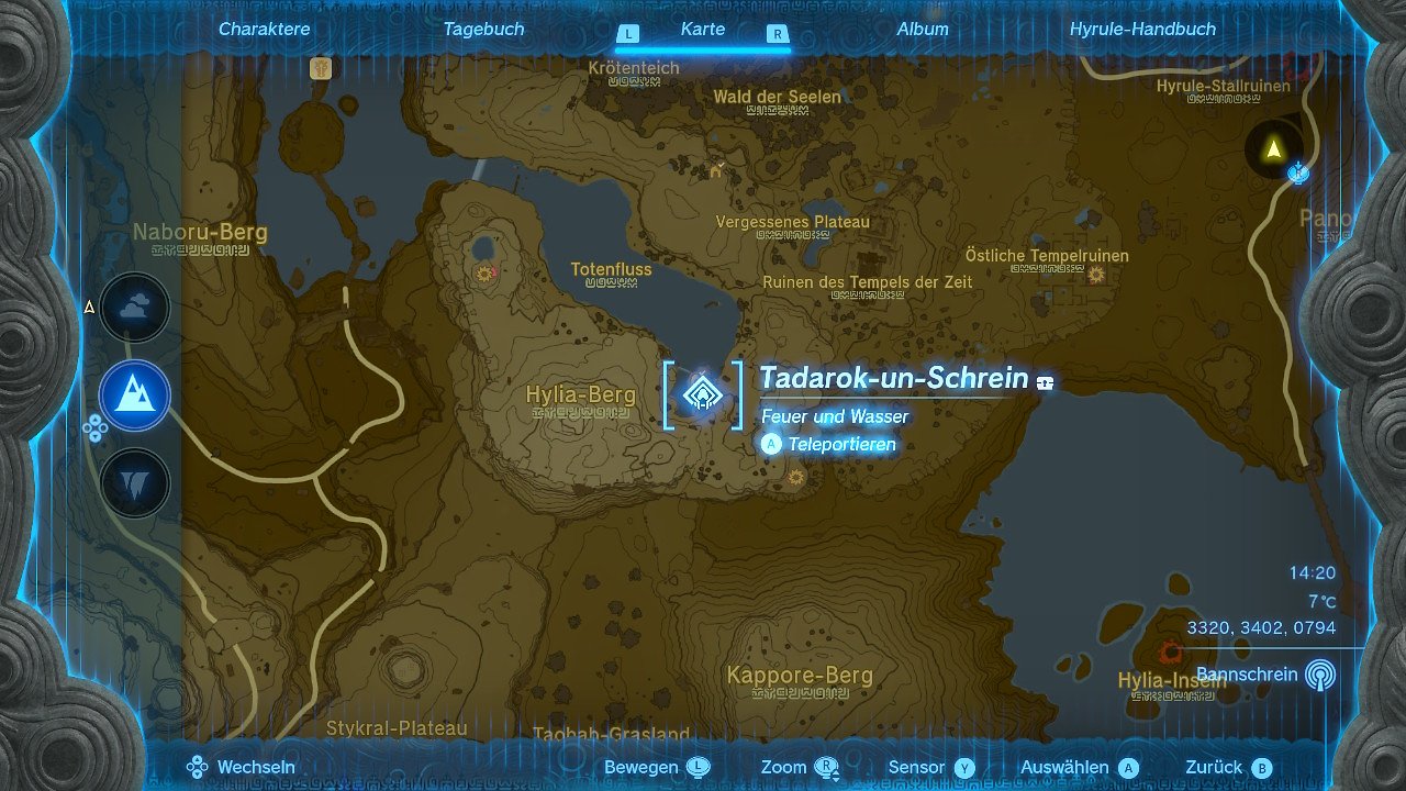 Kartenausschnitt Komplettlösung Schreine The Legend of Zelda: Tears of the Kingdom