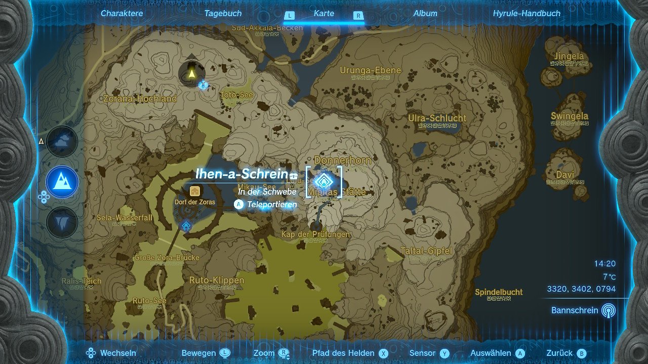Kartenausschnitt Komplettlösung Schreine The Legend of Zelda: Tears of the Kingdom