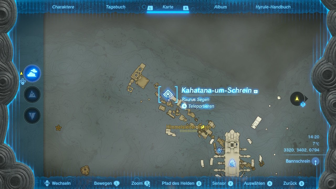 Kartenausschnitt Komplettlösung Schreine The Legend of Zelda: Tears of the Kingdom