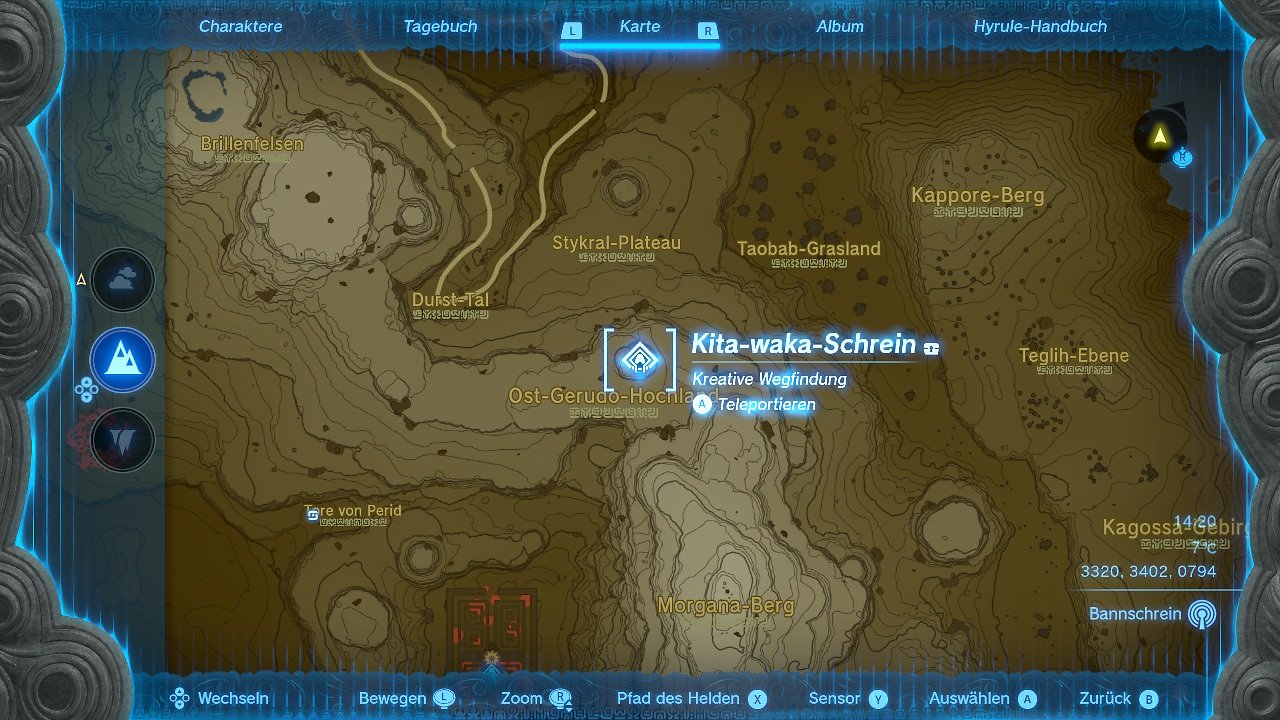 Kartenausschnitt Komplettlösung Schreine The Legend of Zelda: Tears of the Kingdom