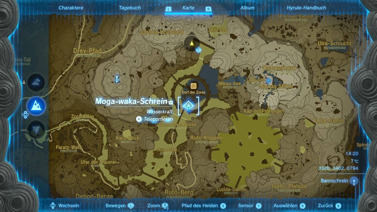 Kartenausschnitt Komplettlösung Schreine The Legend of Zelda: Tears of the Kingdom