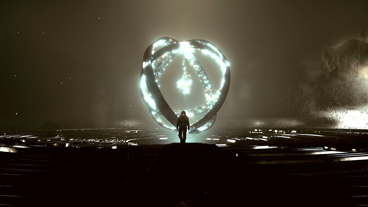 Starfield Charakter in einem Tempel