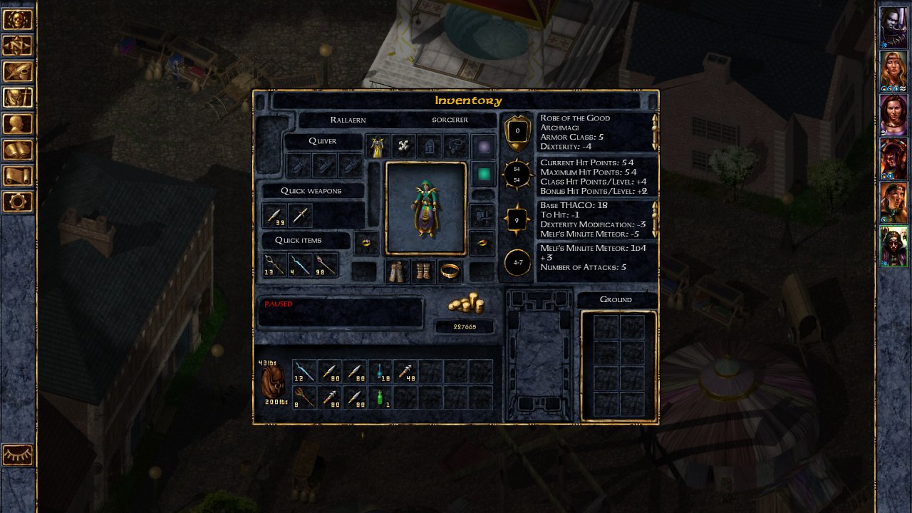 Das Inventar von Baldur's Gate 1