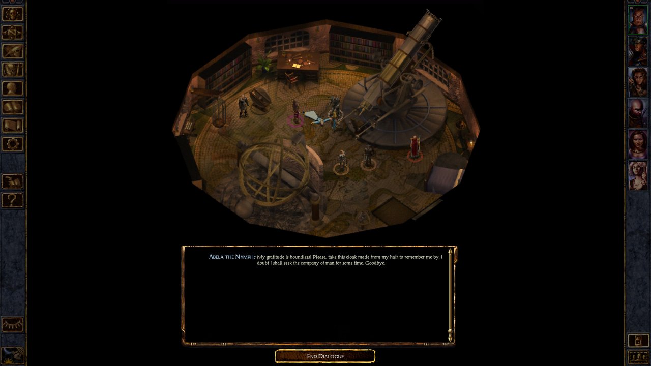 Die Baldur's-Gate-Party in einem runden Gebäude
