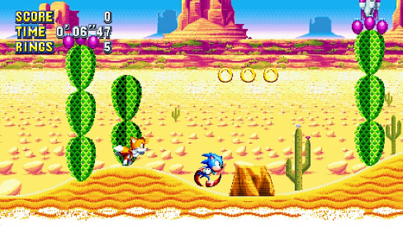 Sonic und Tails rennen durch die Wüste