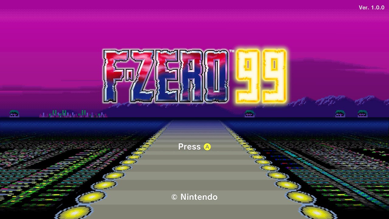 Der Titelbildschirm von F-Zero 99