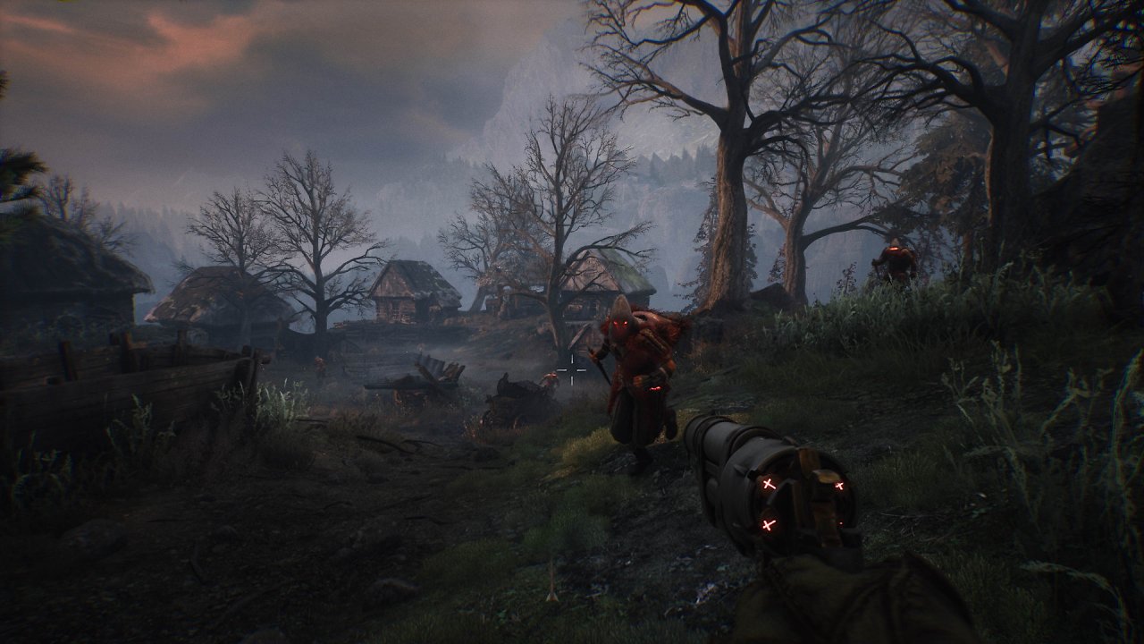 Ein Dorfareal mit Gegnern in der Welt von Witchfire.