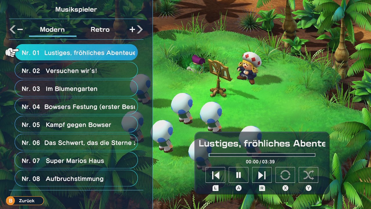 Nach dem Durchspielen dürft ihr euch den kompletten Soundtrack in einem eigenen Menü anhören. Auch die Musik aus dem SNES-Original ist an Bord.