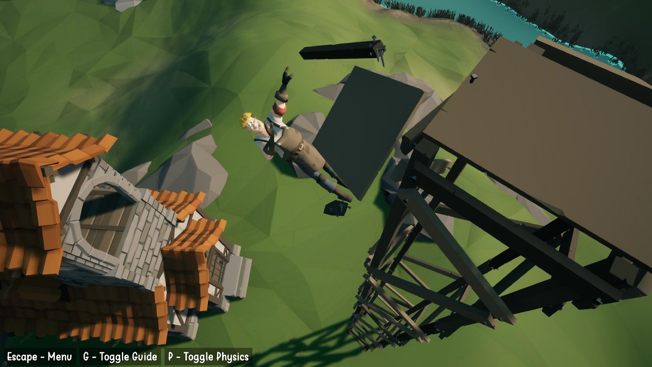 Mann fällt von Gerüst in Ragdoll-Physik