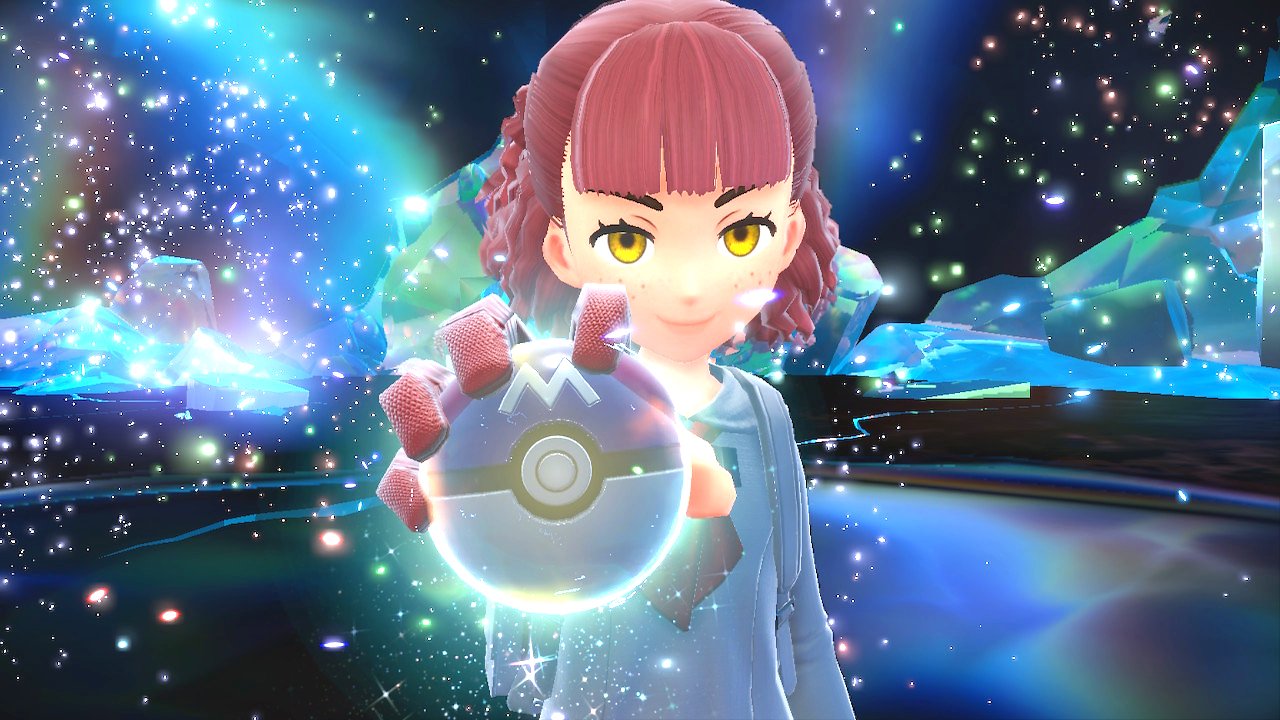 Die Hauptfigur hält einen Meisterball in die Hand