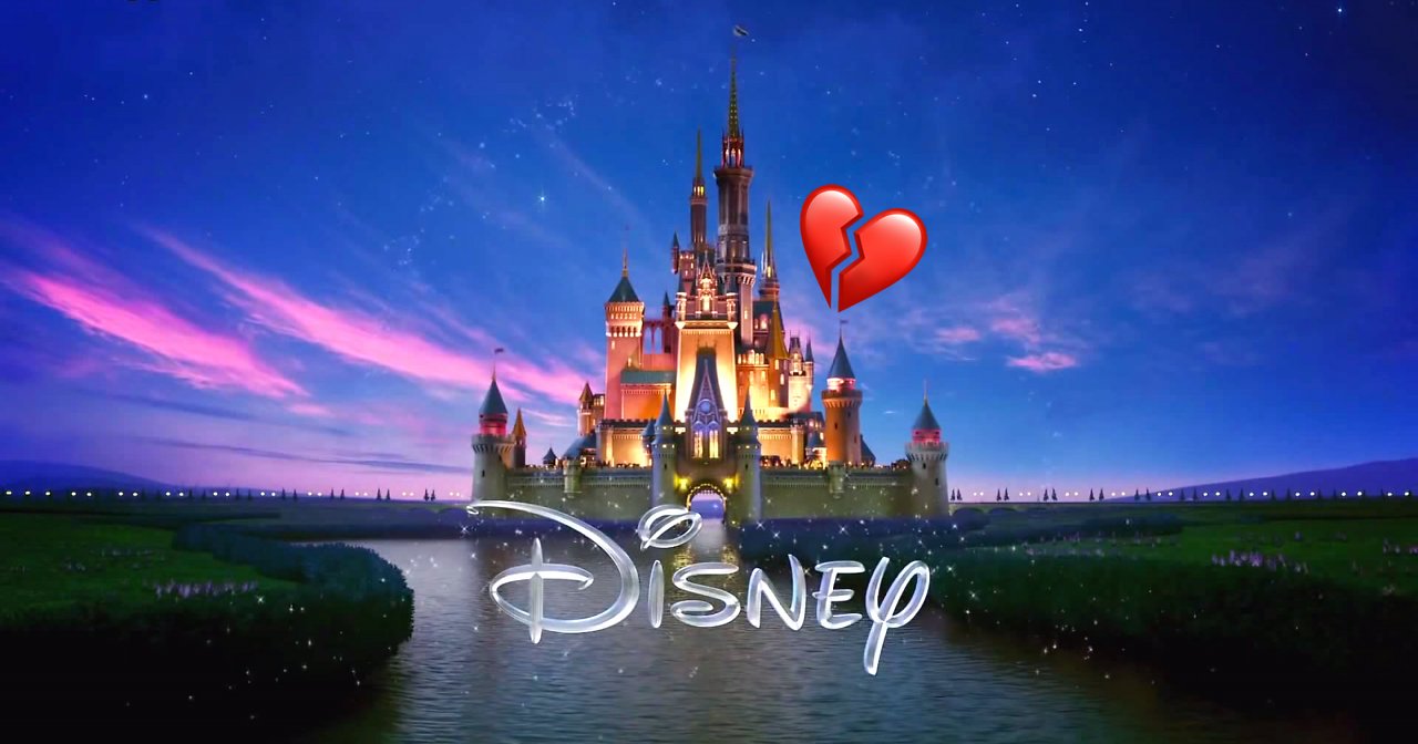 Das legendäre Disney-Schloss im Logo mit einem "Broken Hweart"-Emoji.