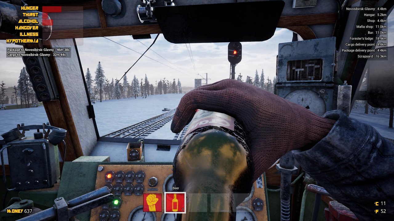 Bahnfahrer trinkt Bier