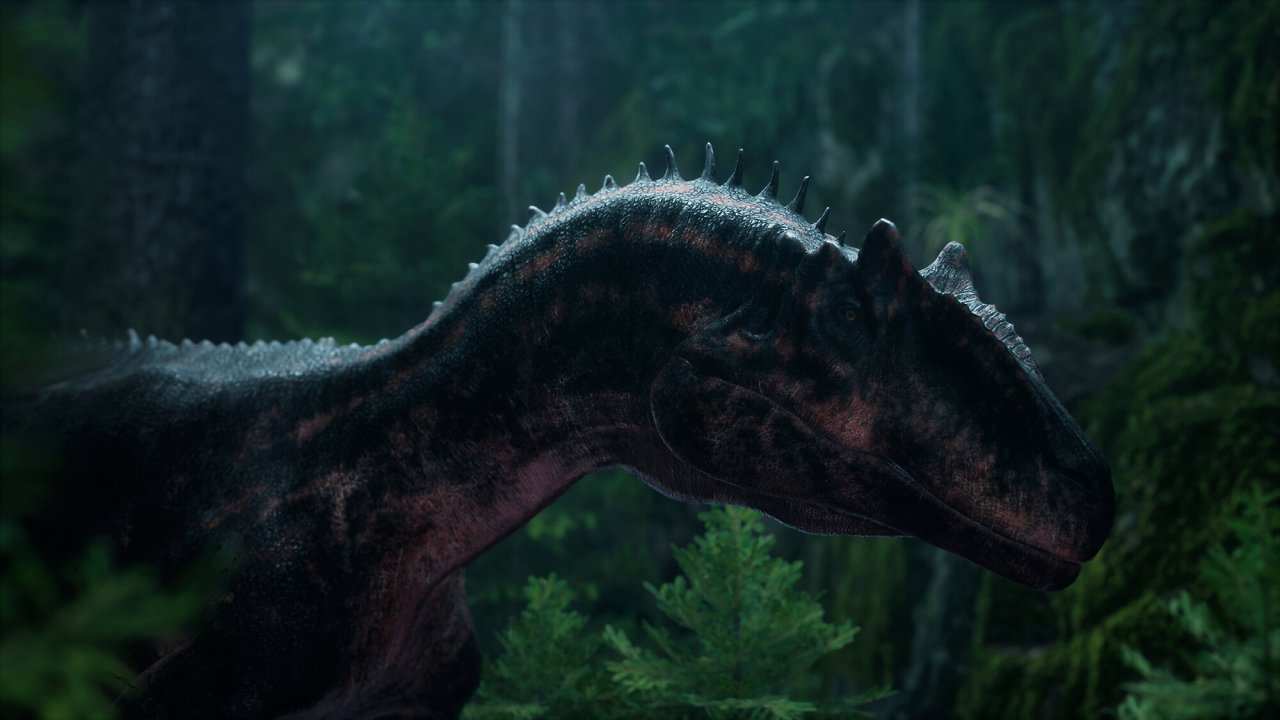 Ein Dinosaurier beobachtet etwas im Dschungel