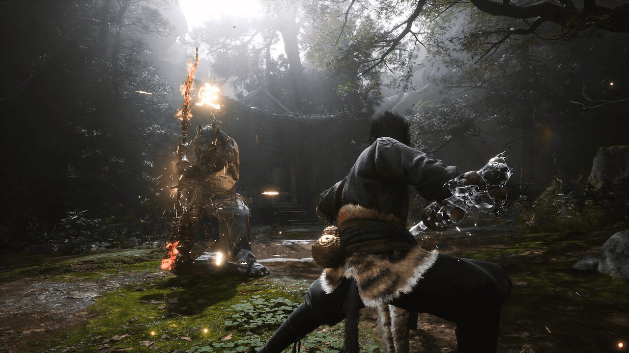 Kampf gegen einen humanoiden Wolf in Black Myth: Wukong