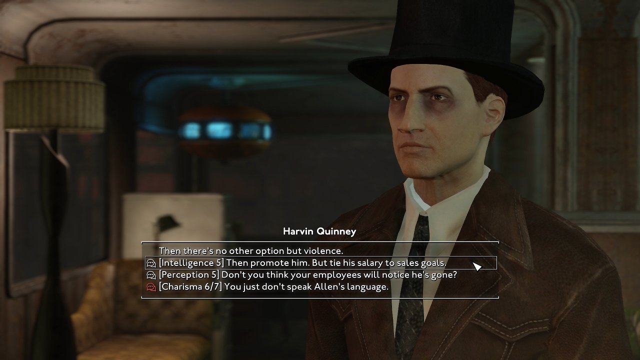 Das Dialogsystem erinnert wieder an Fallout 3 und New Vegas.