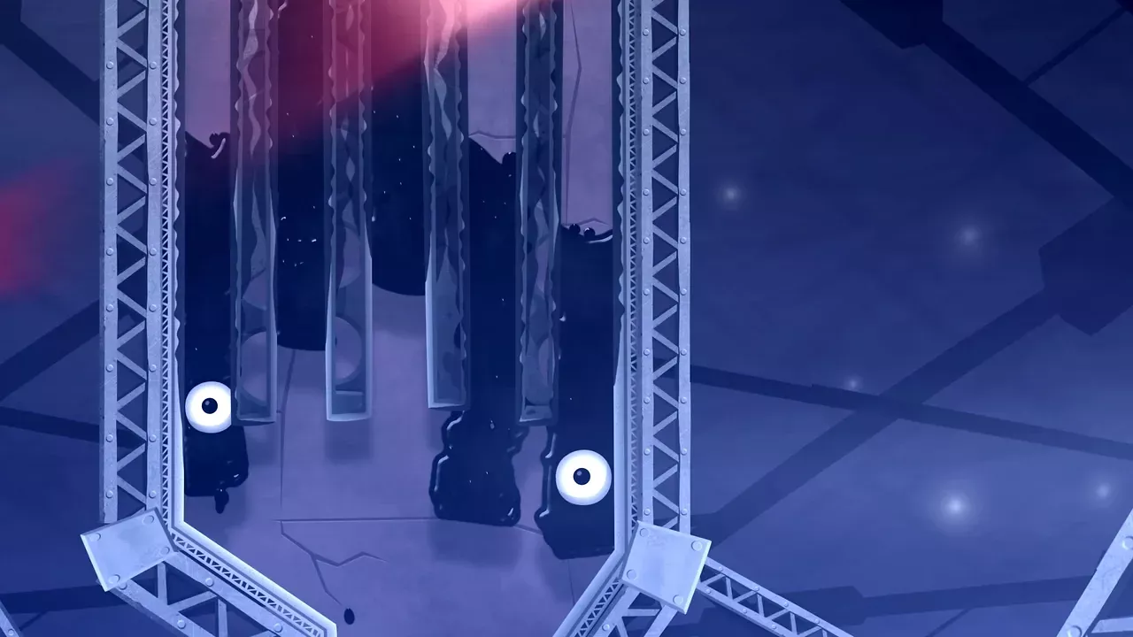 Ein großer Blobb wird in seine Einzelteile zerlegt in World of Goo 2.