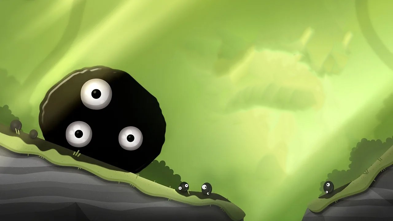 Ein großer Blobb schaut in die Kamera in World of Goo 2.