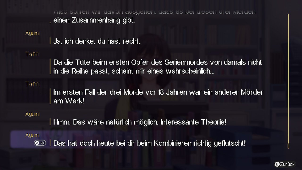 Ein Blick auf die Dialogchronik des Spiels.