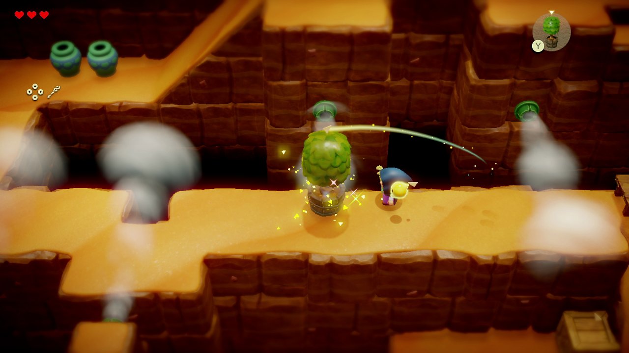 Zelda erschafft eine große Pflanze, um den Wind zu blockieren