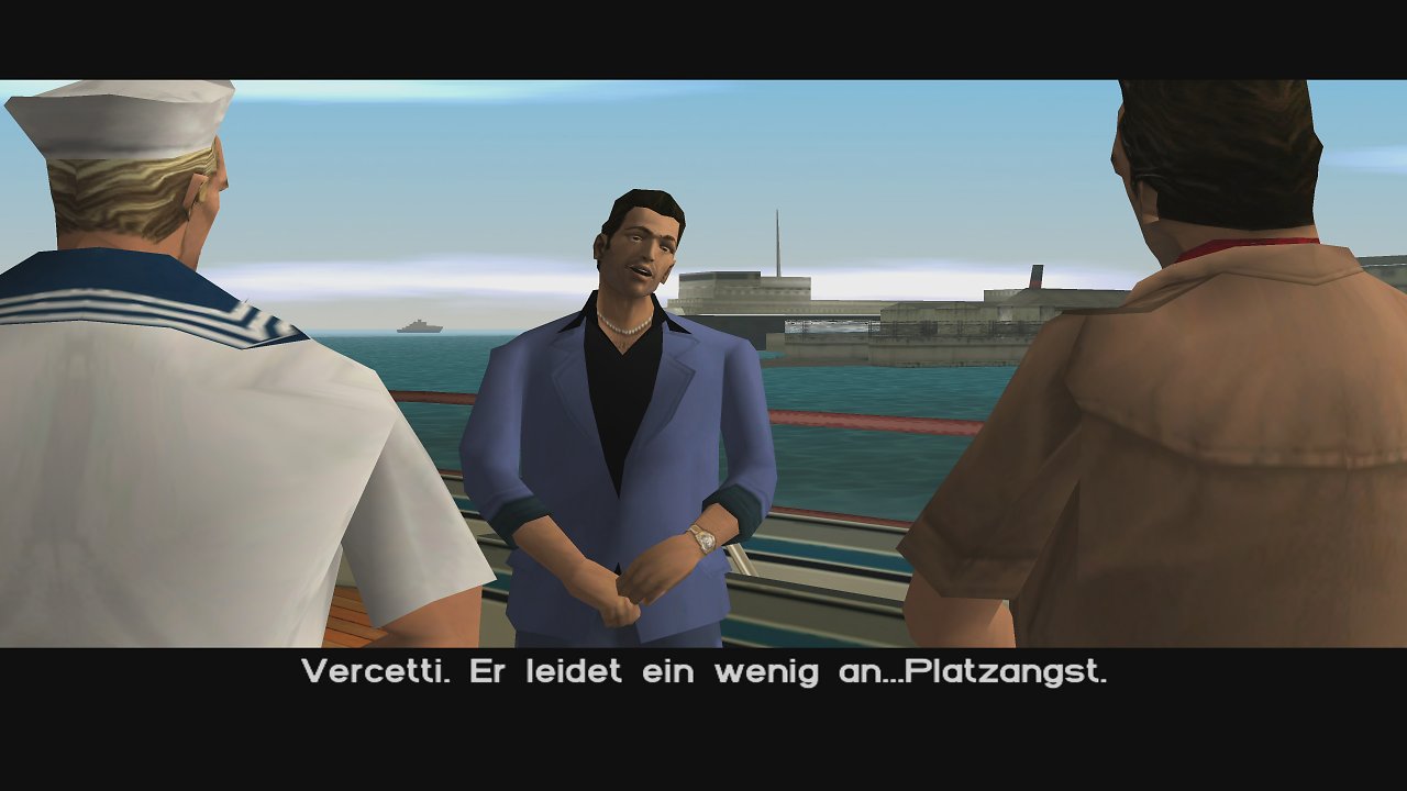 Tommy Vercetti spricht mit anderen Figuren
