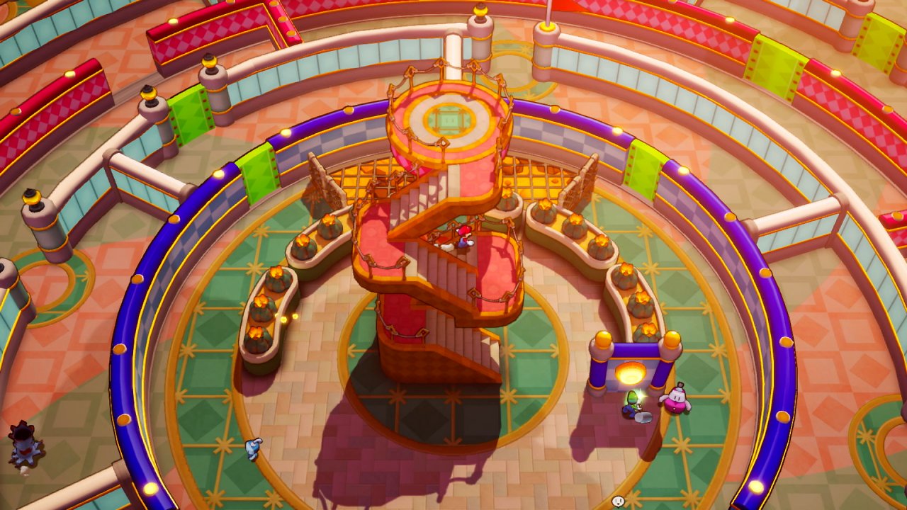 Mario und Luigi versuchen, den richtigen Weg durchs Labyrinth zu finden