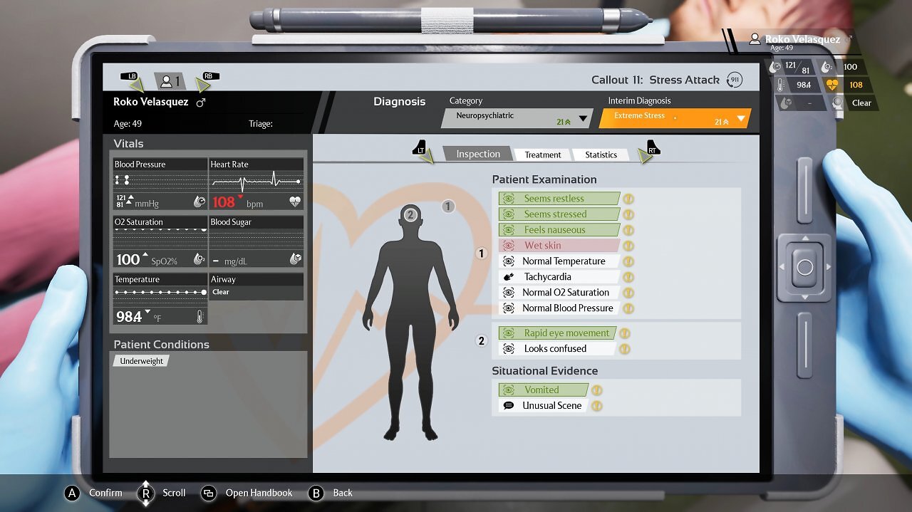 Symptomanzeige in Ambulance Life.