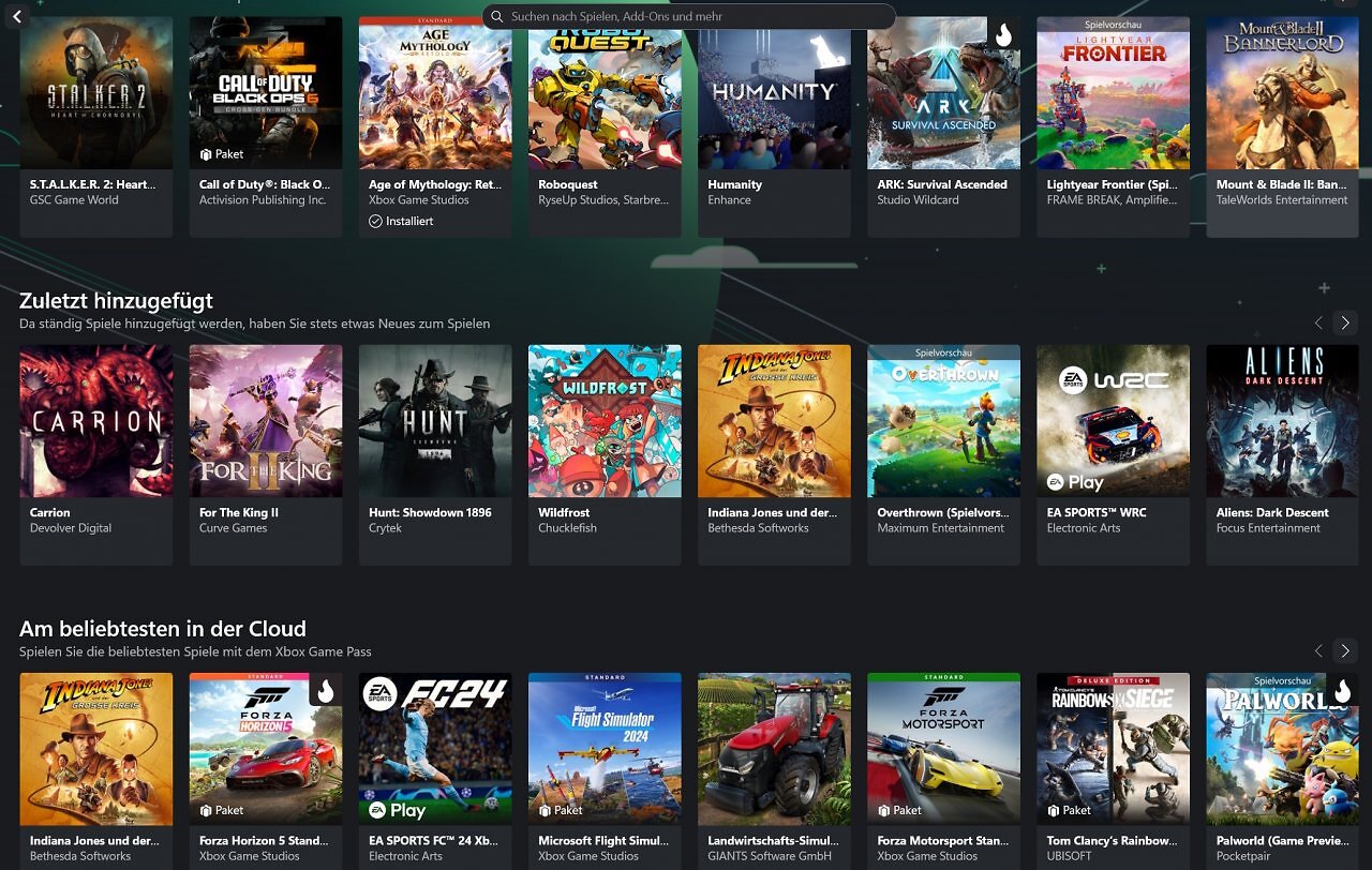 [02/01/2025] Via Xbox Game Pass lassen sich über 100 Spiele via Cloud auf dem PC spielen, darunter auch Titel, die auf dem PC sonst nicht verfügbar sind.