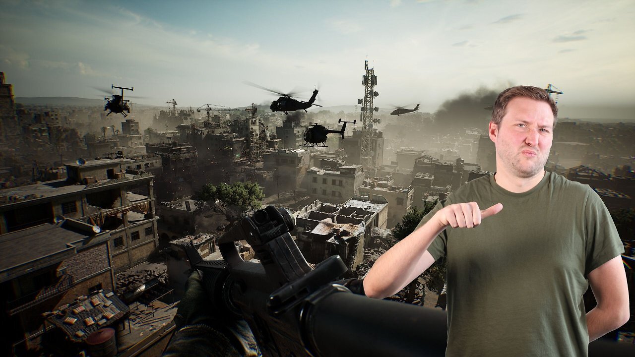 Eine Bildmontage mit dem PC-Games-Autor und einem Bild von Delta Force