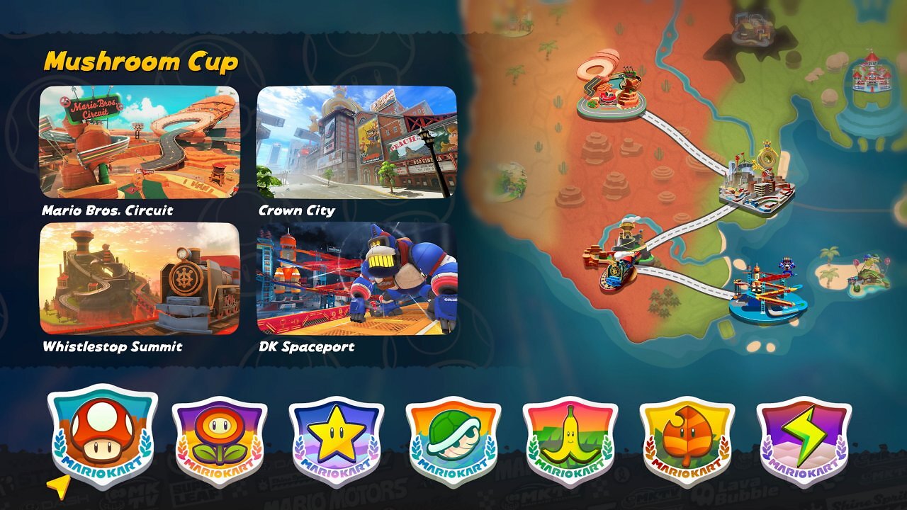 Grands-Prix-Auswahl in Mario Kart World