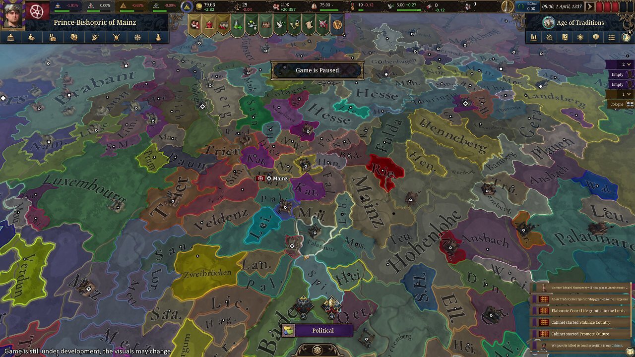 Im Bild sind Dutzende Staaten und Städte aus dem Heiligen Römischen Reich.