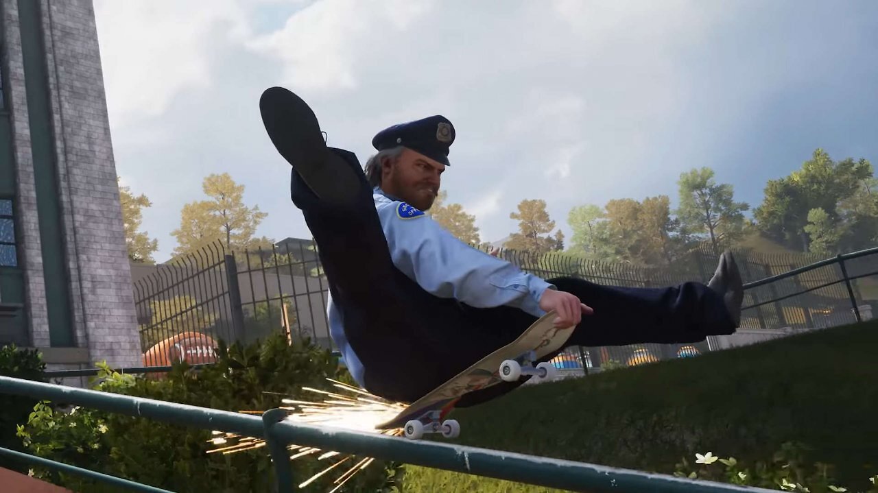 Office Dick grindet eine Rail
