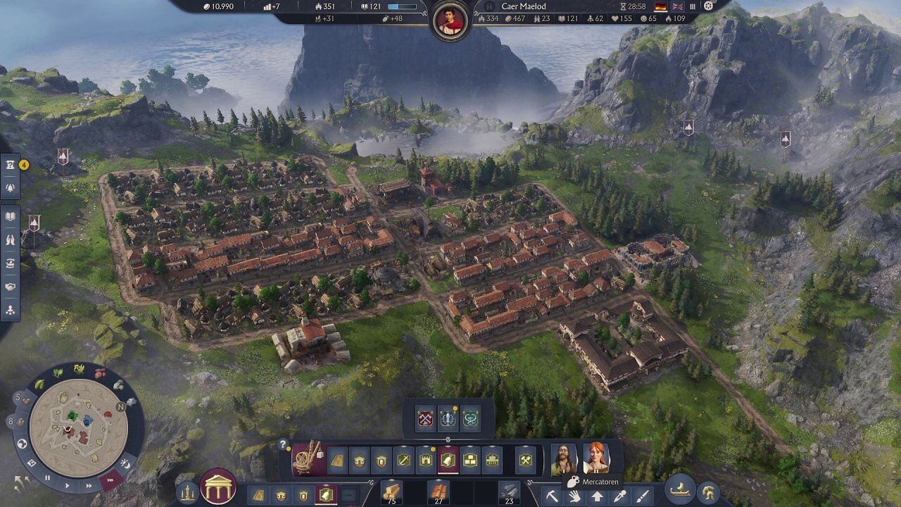 Das Bauland ist in Albion knapper als in Latium. Die Inseln sind verwinkelter und bergiger.