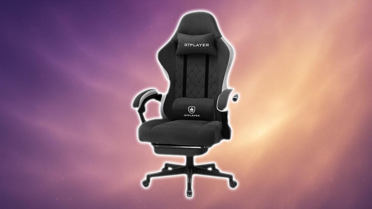 [19/08/2025] GTPLAYER Gaming Stuhl Ergonomischer Gaming Sessel Schreibtischstuhl mit Stoffoberfläche, Federsitzkissen, Verbindungsarmlehnen und Fußstütze hellschwarz Amazon Angebot