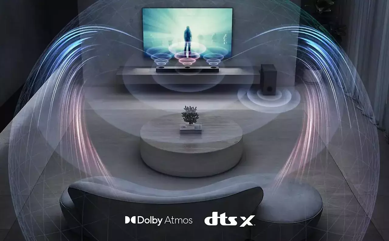 Die Soundbar von LG bietet ein raumfüllendes Klangerlebnis und unterstützt Dolby Atmos sowie DTS:X.